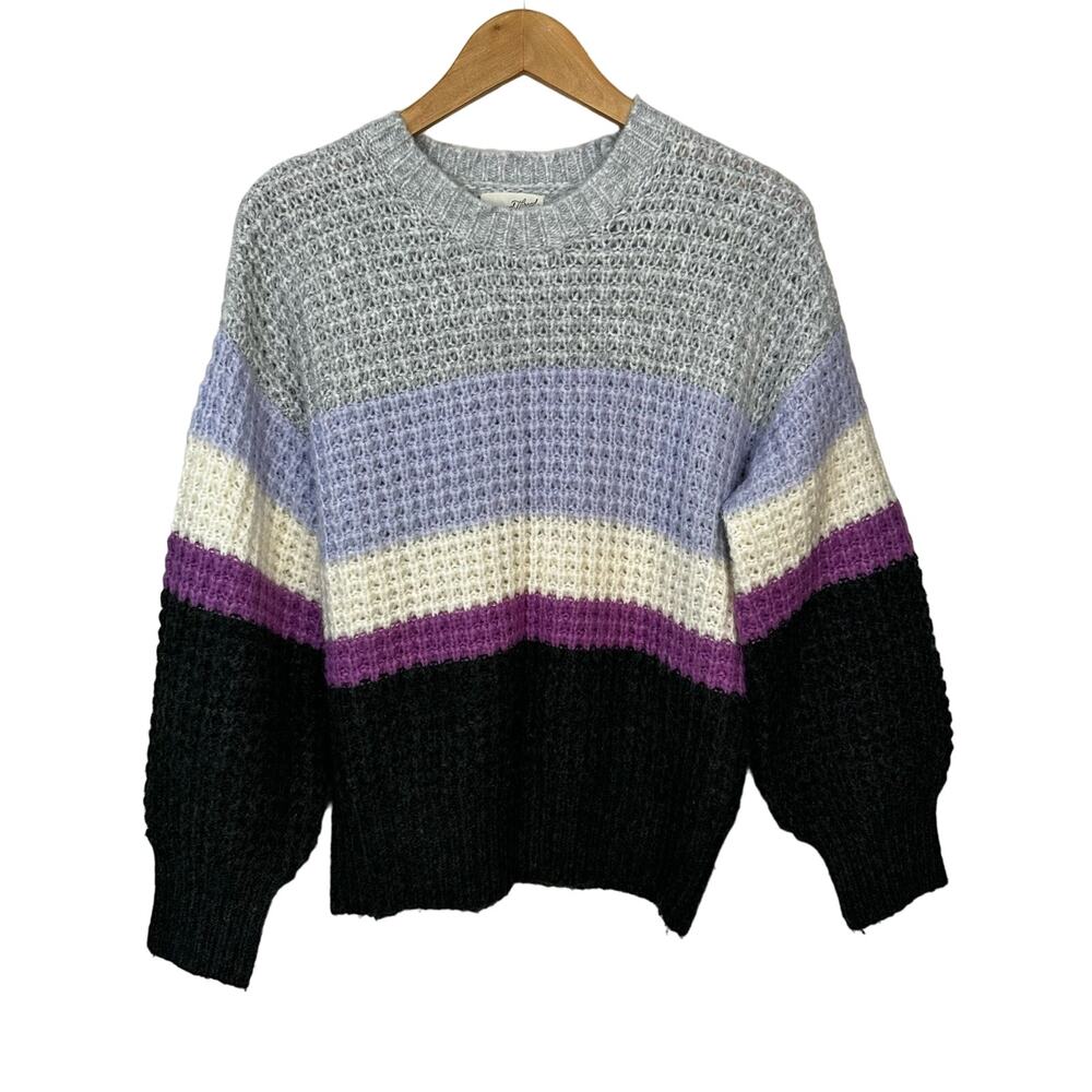 Universal Thread Color Block Pastel Sweater Size Small Balloon Sleeve Womens